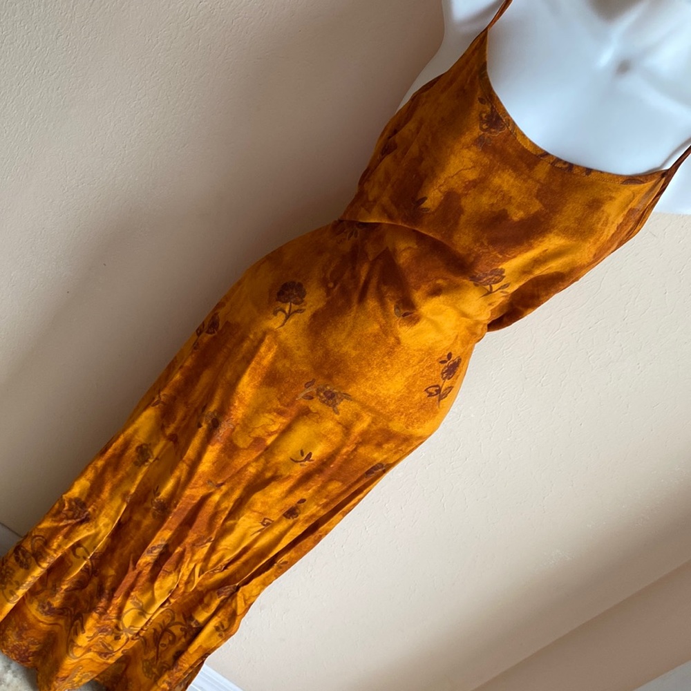 Vintage Maxi Dress Rayon self tie size 9 Y2K